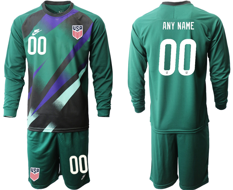 Men 2020-2021 Season National team United States goalkeeper Long sleeve green customized Soccer Jersey1